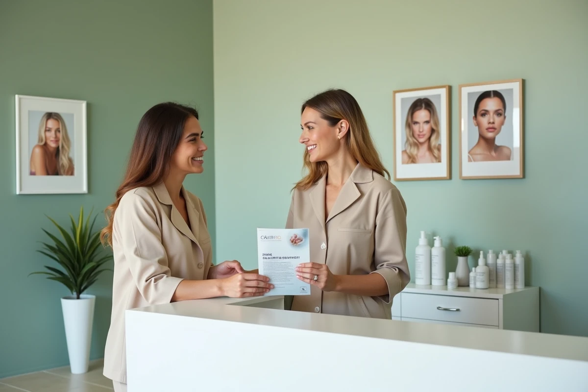 Accueil chaleureux d'une cliente dans un centre d'électrolyse certifié à Montpellier
