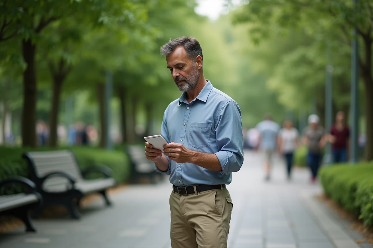 Homme faisant un point de stretching dans un parc urbain