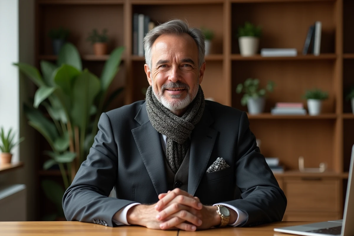 Homme en costume dans un bureau minimaliste