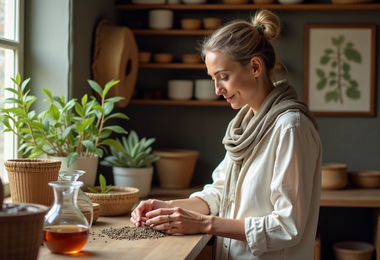 Naturopathe préparant une infusion d
