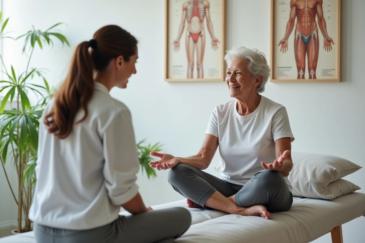 Femme âgée en consultation dans un centre de bien-être