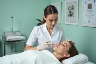 Esthéticienne réalisant une séance d'électrolyse sur une cliente dans un centre de beauté moderne à Montpellier