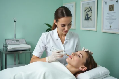 Esthéticienne réalisant une séance d'électrolyse sur une cliente dans un centre de beauté moderne à Montpellier